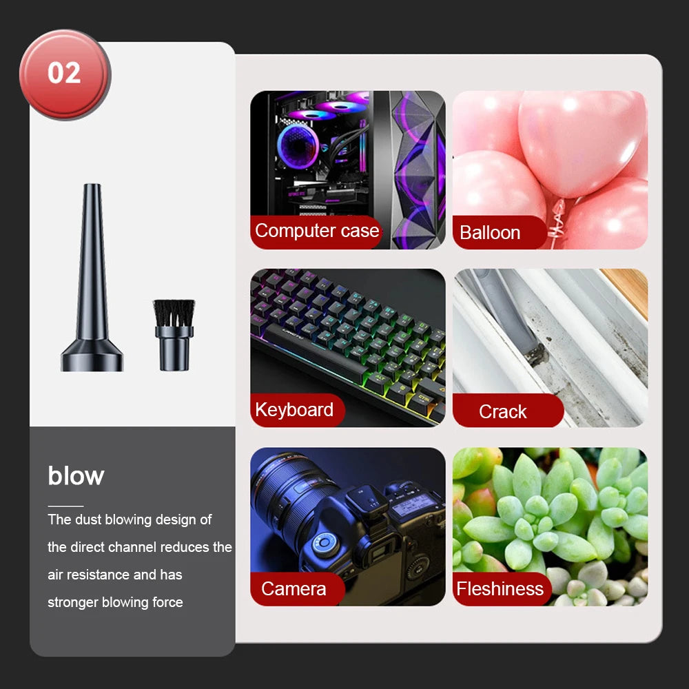 5000Pa Suction Car Vacuum Cleaner High Power 1500mAh Cordless Auto Vacuum Multifunctional Handheld Wireless Dust Blower Car