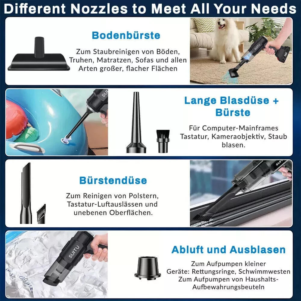 5000Pa Suction Car Vacuum Cleaner High Power 1500mAh Cordless Auto Vacuum Multifunctional Handheld Wireless Dust Blower Car