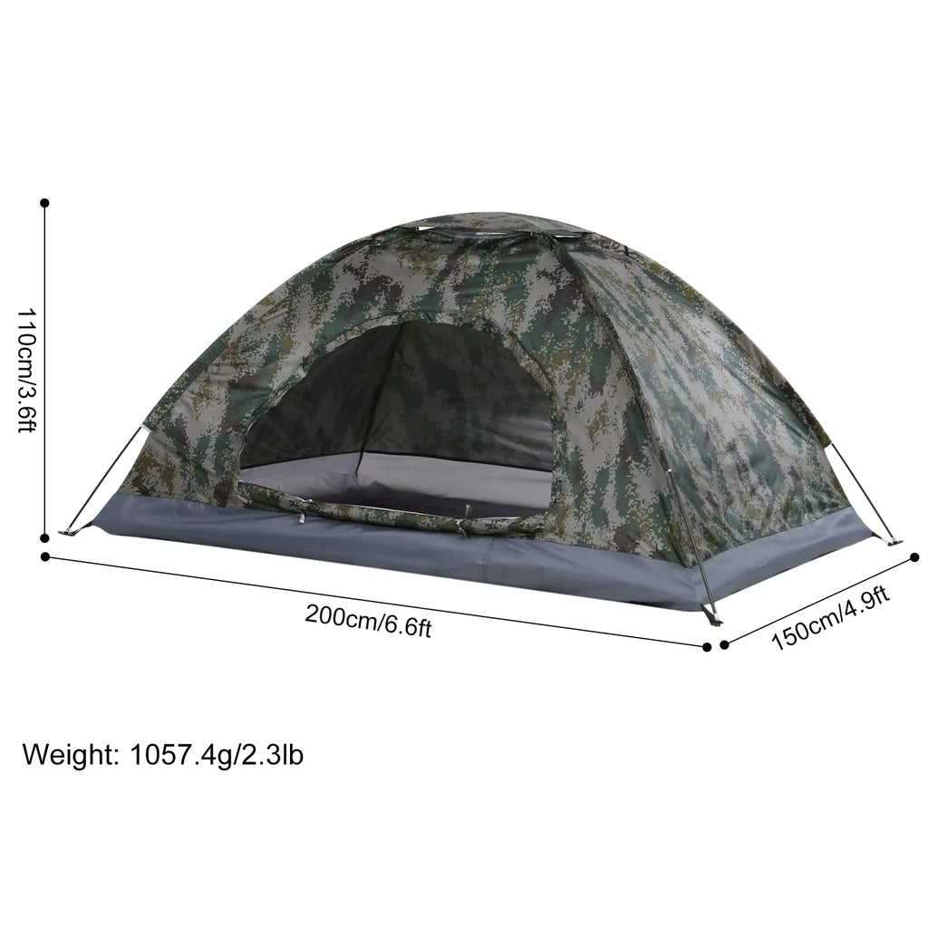 Cort camping ultraușor pentru 1 persoană, impermeabil, camuflaj, protecție UV – ideal drumeții și pescuit