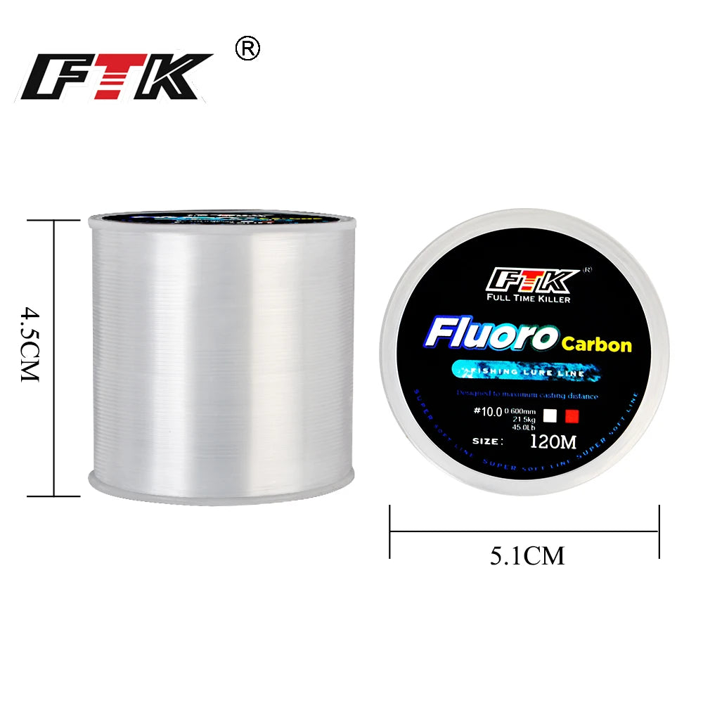 N120M fir de pescuit cu acoperire cu fluorocarbon 0,20 mm-0,60 mm 7,15 lb-45 lb linie de pescuit cu fibră de carbon, linie de pescuit cu momeală, sârmă, scufundare, Japonia