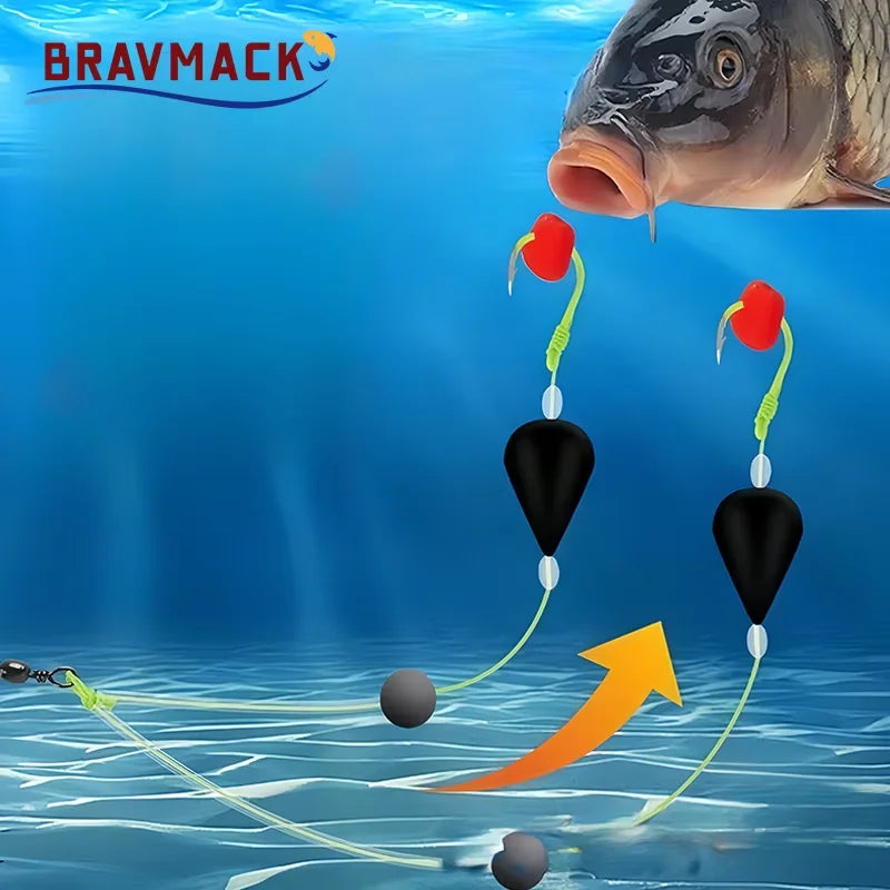 1 buc set plutitoare de pescuit cu cârlig dublu cu fund inversat - sensibilitate ridicată, potrivit pentru pescuitul în mare și apă dulce