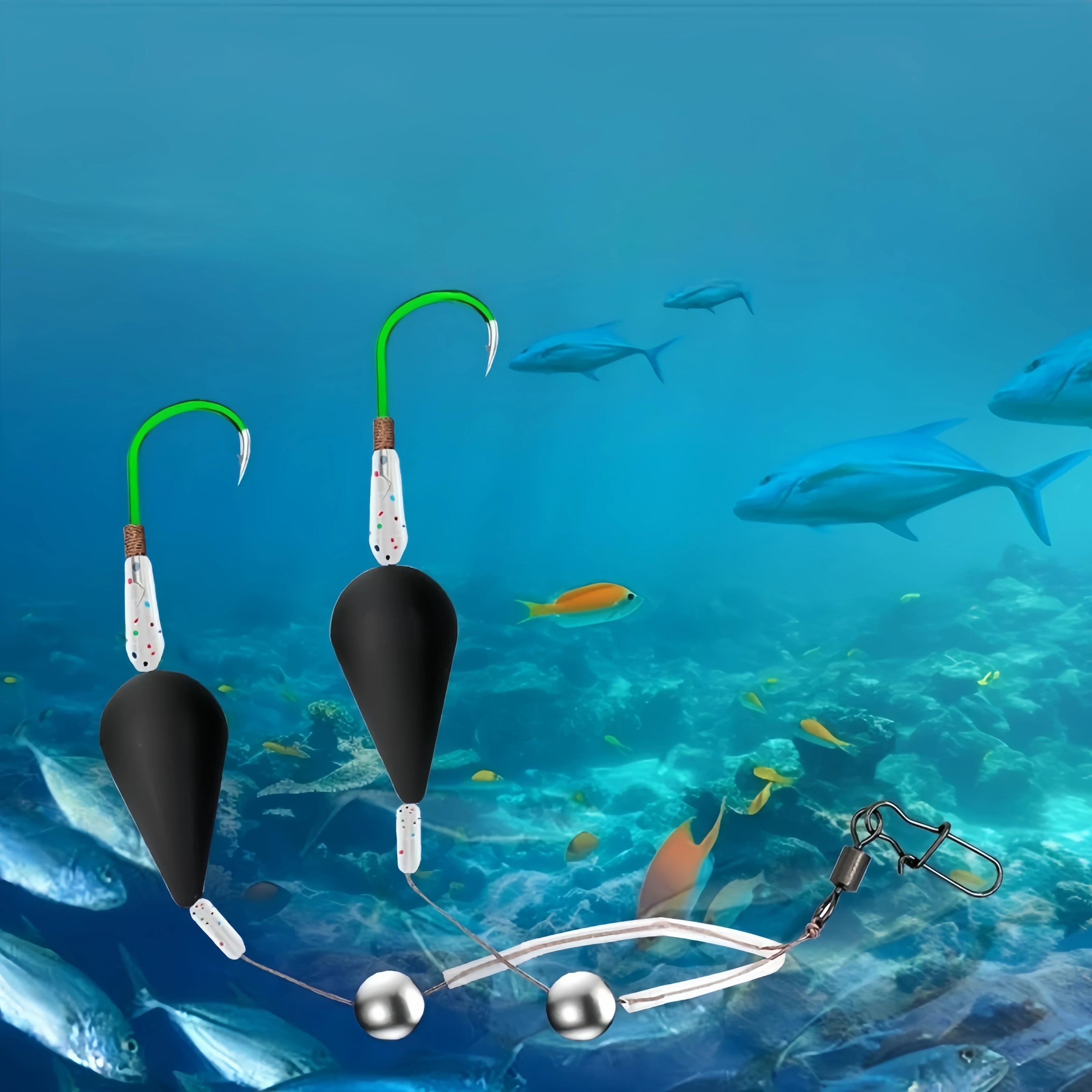 1 buc set plutitoare de pescuit cu cârlig dublu cu fund inversat - sensibilitate ridicată, potrivit pentru pescuitul în mare și apă dulce