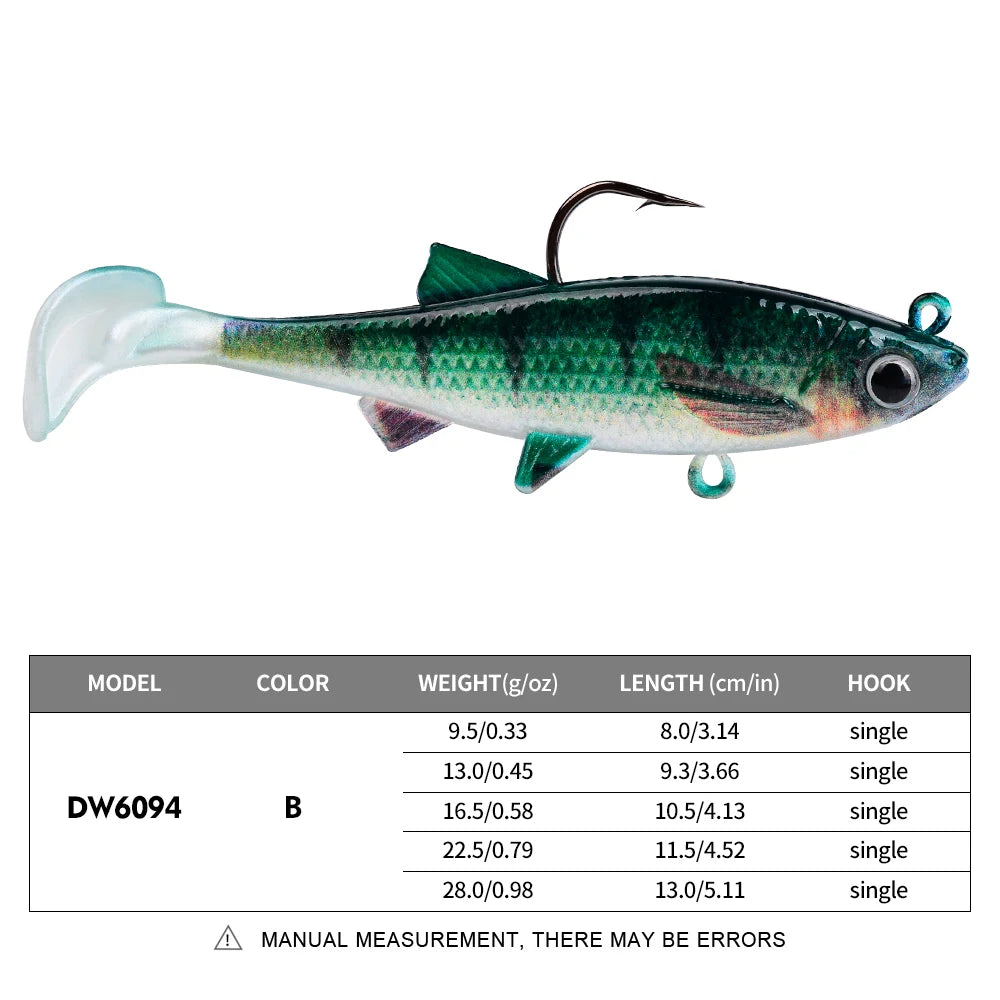 PROBEROS 1/5pcs Paddle T Tail Fake Fish Lure Artificial Bait Shad Soft Swimbait Fishing Lures for Pike Zander Bass Pesca