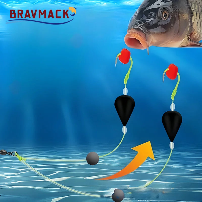1 buc set plutitoare de pescuit cu cârlig dublu cu fund inversat - sensibilitate ridicată, potrivit pentru pescuitul în mare și apă dulce