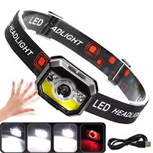 Lanternă frontală LED reîncărcabilă 1200 lumeni, cu senzor de mișcare, impermeabilă – pentru camping, pescuit și alergare