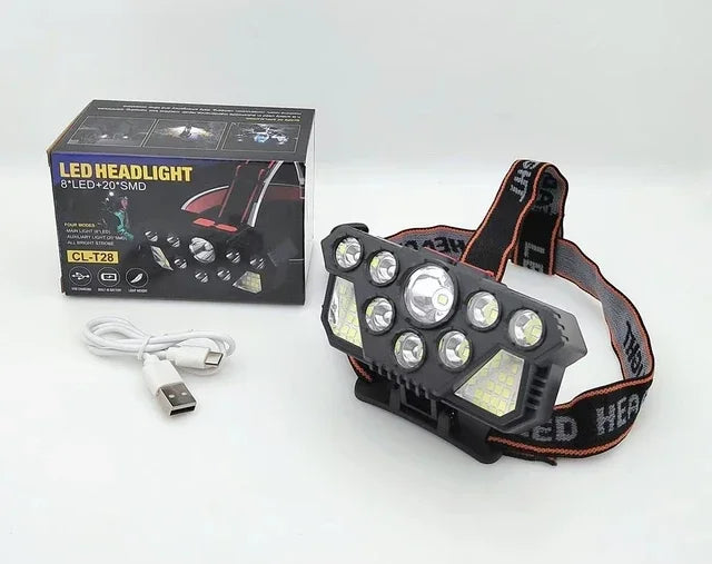 Powerful 5/11 LED Headlamp Built-in 18650 Battery USB Rechargeable Head Flashlight Outdoor Camping Fishing Headlight Lantern
