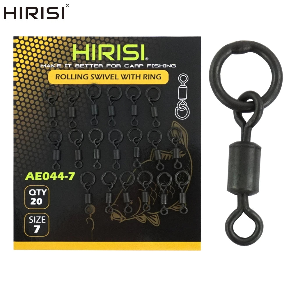 Hirisi 20 Piece Carp Fishing Swivels Snaps with Solid Ring Quick Change Fishing Hook Swivels Fishing Accessories AE044