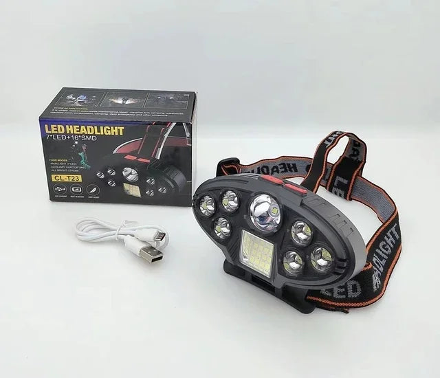Powerful 5/11 LED Headlamp Built-in 18650 Battery USB Rechargeable Head Flashlight Outdoor Camping Fishing Headlight Lantern