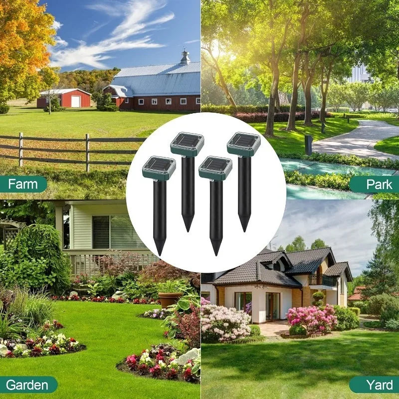Mole Snake Rodent Chaser Ultrasonic Solar Powered Pest Repeller For Lawn Garden Outdoor Yard Protection Device