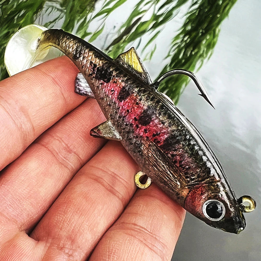 PROBEROS 1/5pcs Paddle T Tail Fake Fish Lure Artificial Bait Shad Soft Swimbait Fishing Lures for Pike Zander Bass Pesca