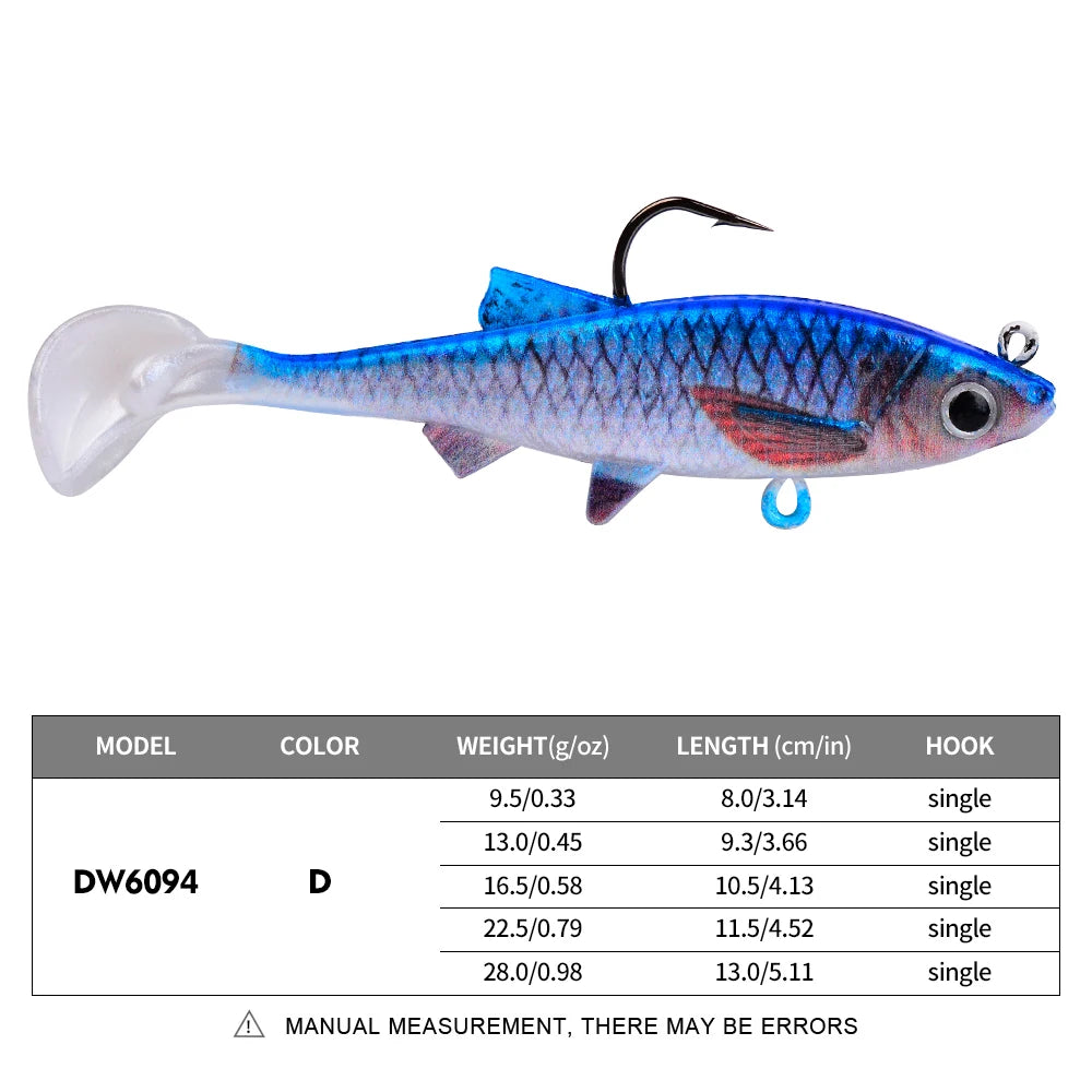 PROBEROS 1/5pcs Paddle T Tail Fake Fish Lure Artificial Bait Shad Soft Swimbait Fishing Lures for Pike Zander Bass Pesca