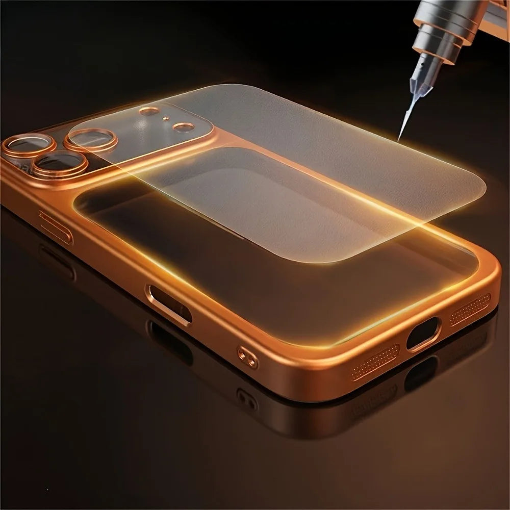 Luxury Plating Color PC Transparent Phone Case For iPhone 17 16 15 14 13 Pro Max Air Lens Protection Matte BackPlate Hard Cover