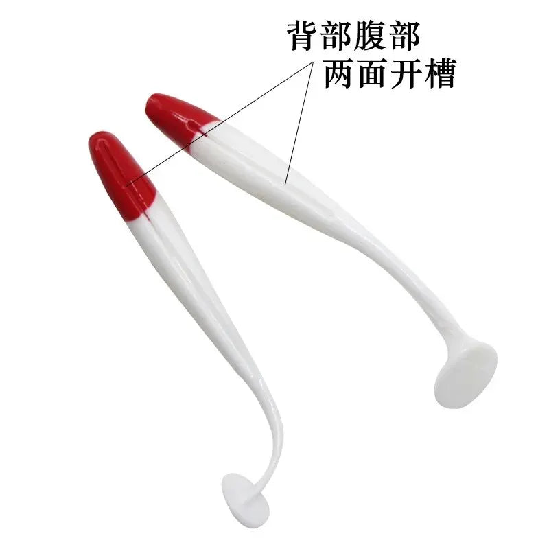 7cm 9cm 12cm 10 Pcs / Bag T-tail Soft Bait Red Head White Bionic Bait Fishing Supplies