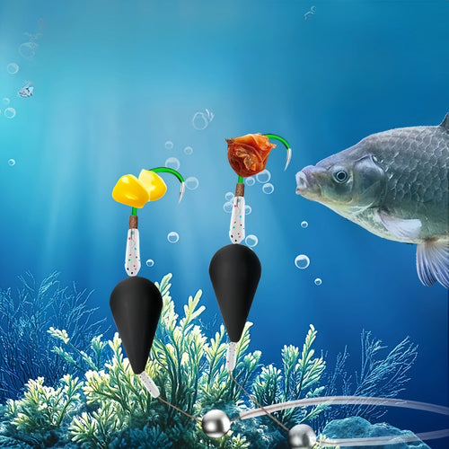 1 buc set plutitoare de pescuit cu cârlig dublu cu fund inversat - sensibilitate ridicată, potrivit pentru pescuitul în mare și apă dulce