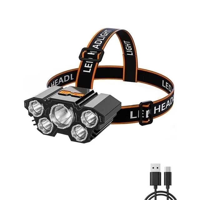 Powerful 5/11 LED Headlamp Built-in 18650 Battery USB Rechargeable Head Flashlight Outdoor Camping Fishing Headlight Lantern