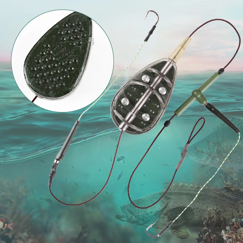 30g-100g High Carbon Steel Metal Feeder Hook Carp Fishing Bait Cage Line Group Artificial Lure Accessories Fishing tools