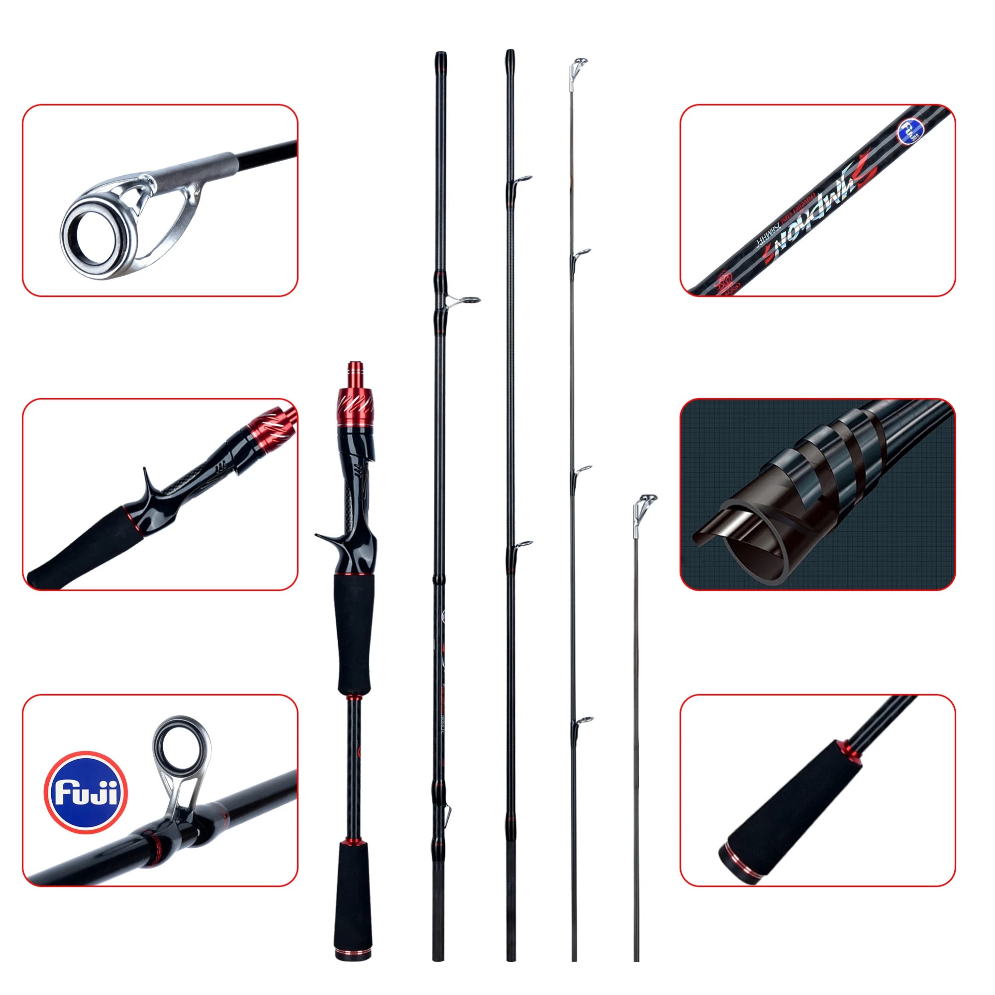 BIUTIFU PHISHGER Traveller Fuji Spinning Bait Casting Lure Bass Fishing Rods 1.8m~3.0m Carbon Ultralight Fast Pole With Tube Bag