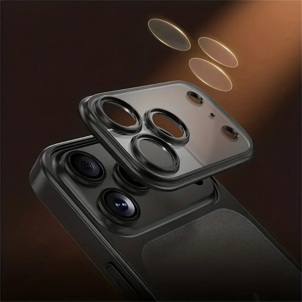 Luxury Plating Color PC Transparent Phone Case For iPhone 17 16 15 14 13 Pro Max Air Lens Protection Matte BackPlate Hard Cover