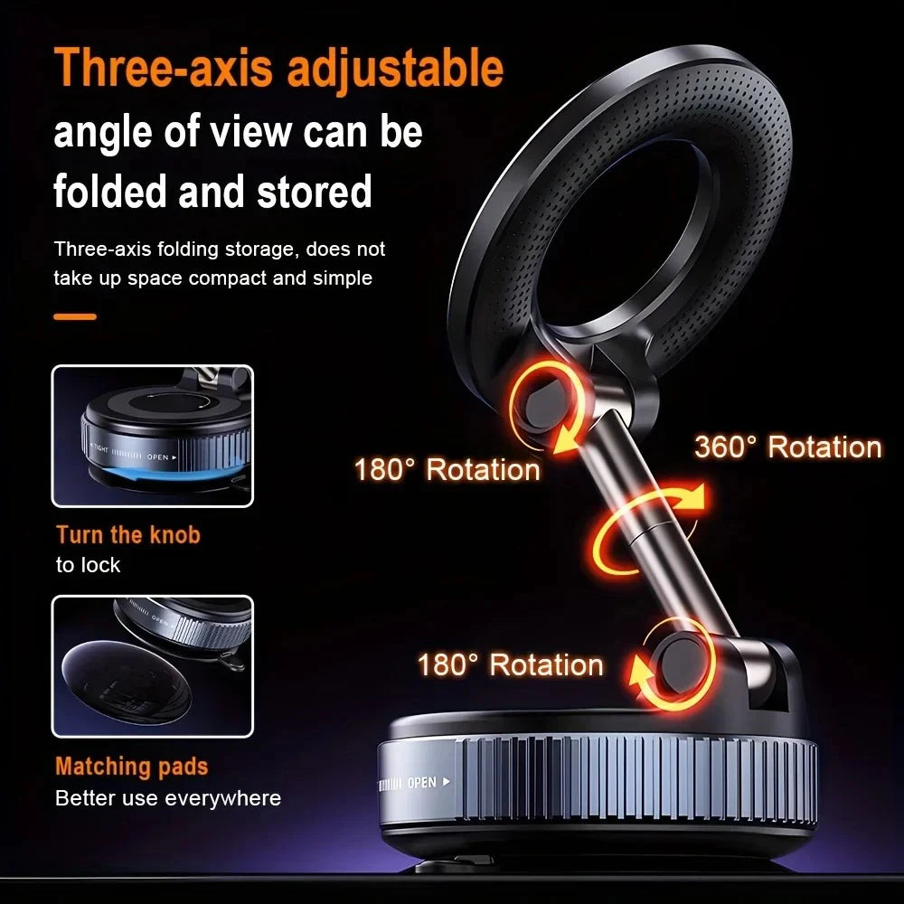 360 Degree Rotation Foldable Universal Mobile Phone Stands Magnetic Vacuum Suction Phones Holder Multi Angle Adjustable Holder