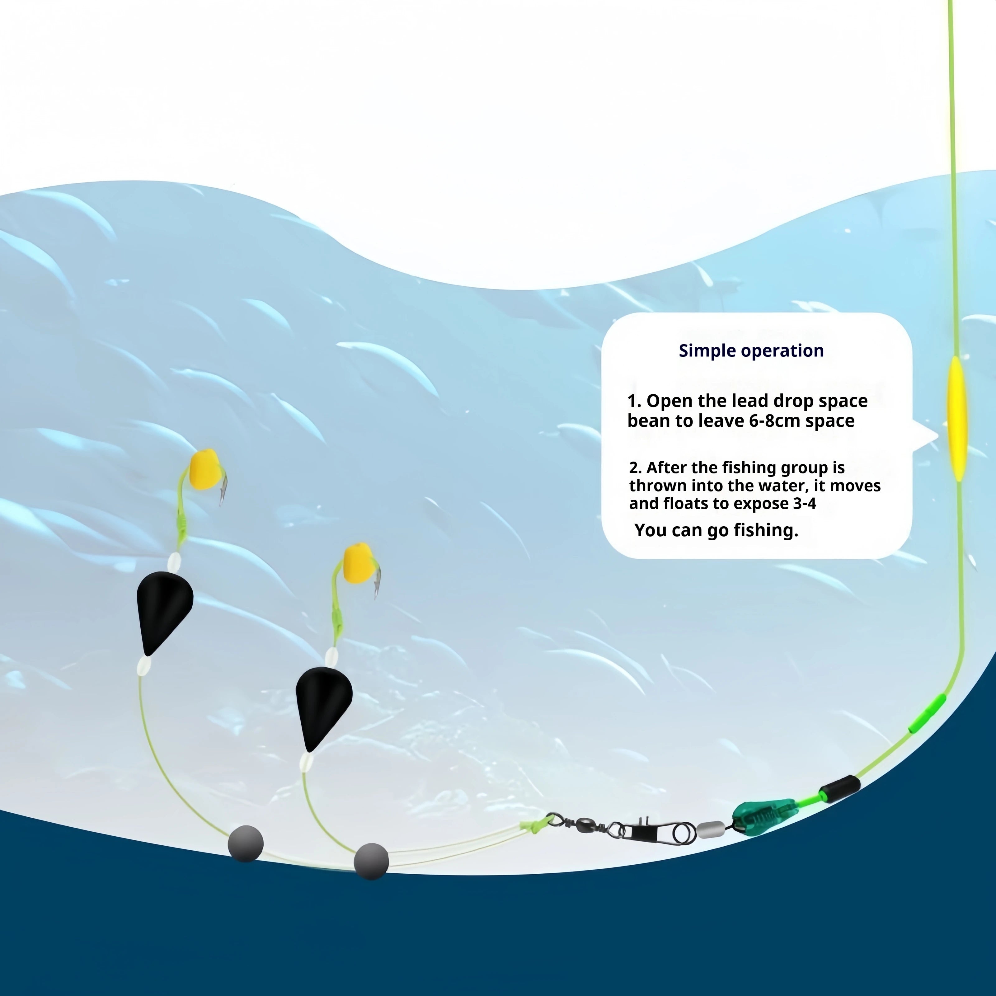 1 buc set plutitoare de pescuit cu cârlig dublu cu fund inversat - sensibilitate ridicată, potrivit pentru pescuitul în mare și apă dulce