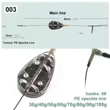 Montură pescuit crap cu plumb și cârlige – 30g-100g, oțel carbon rezistent